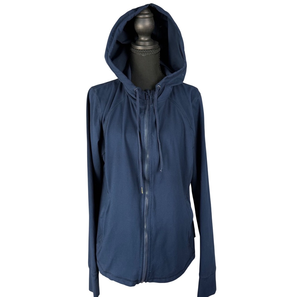 Yogalicious Lux Women XXL Navy Blue Full Zip Hoodie Thumbhole Athletic Jacket